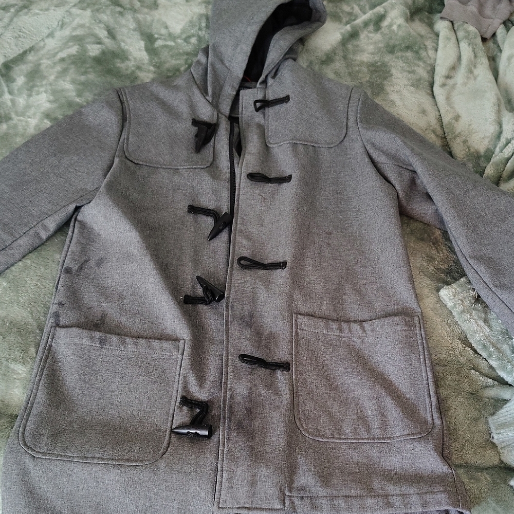 Men's Gray Hooded Trench Coat